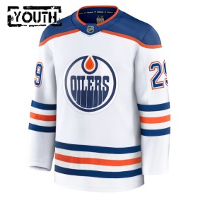 Børn NHL Edmonton Oilers Trøje 2024-25 Fanatics Premium Leon Draisaitl Hvid Udebane